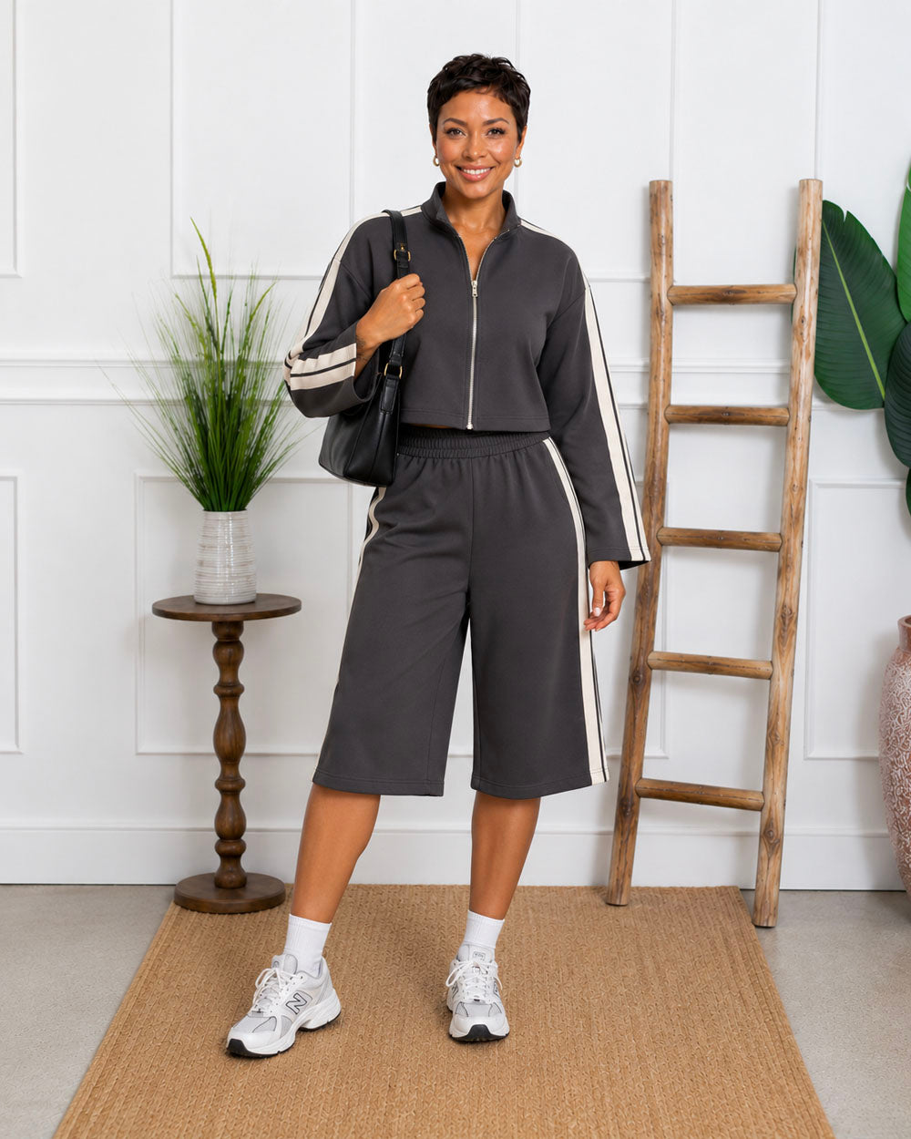 Track Record Zip-Up Capri Set