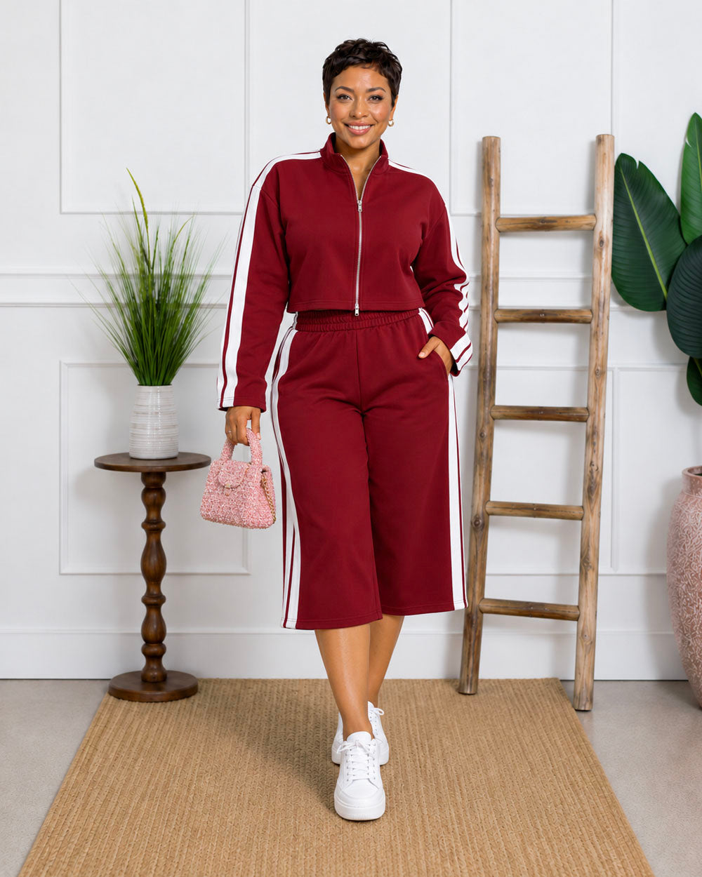 Track Record Zip-Up Capri Set