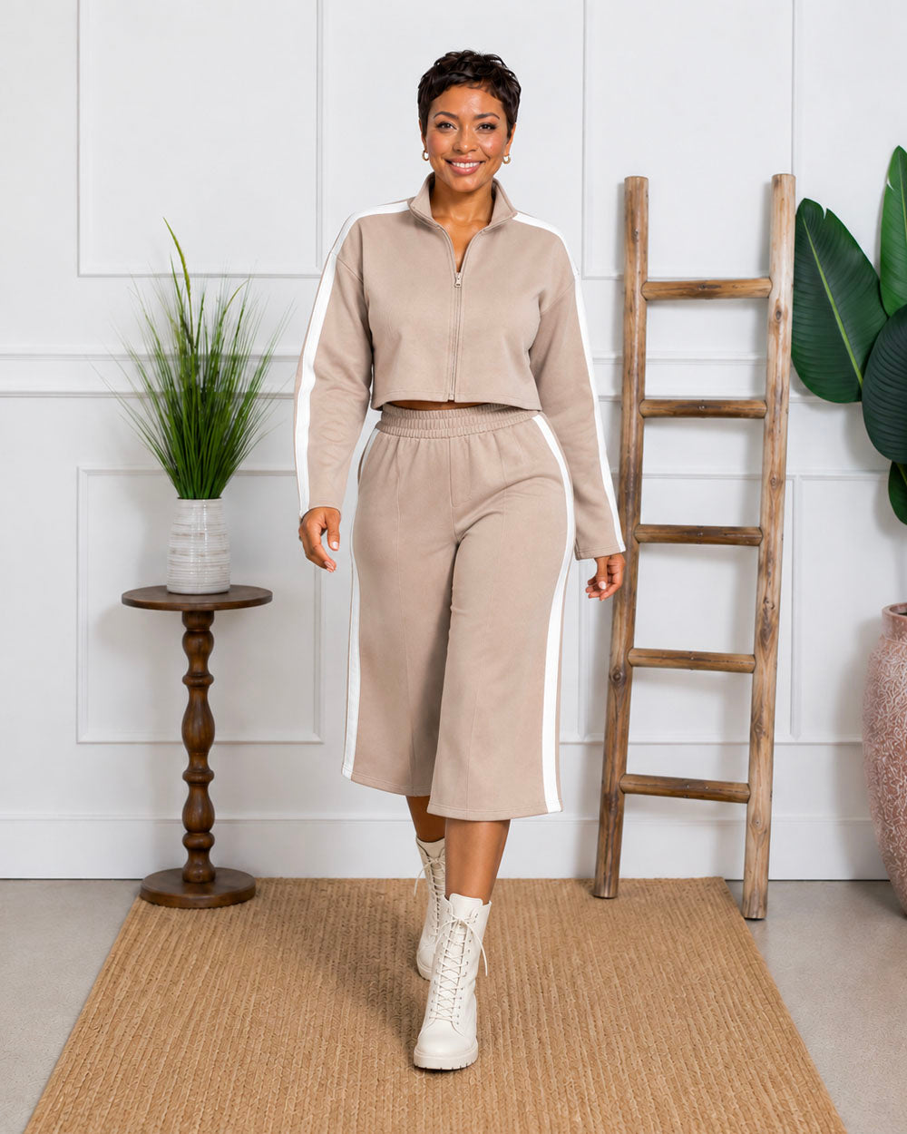 Track Record Zip-Up Capri Set
