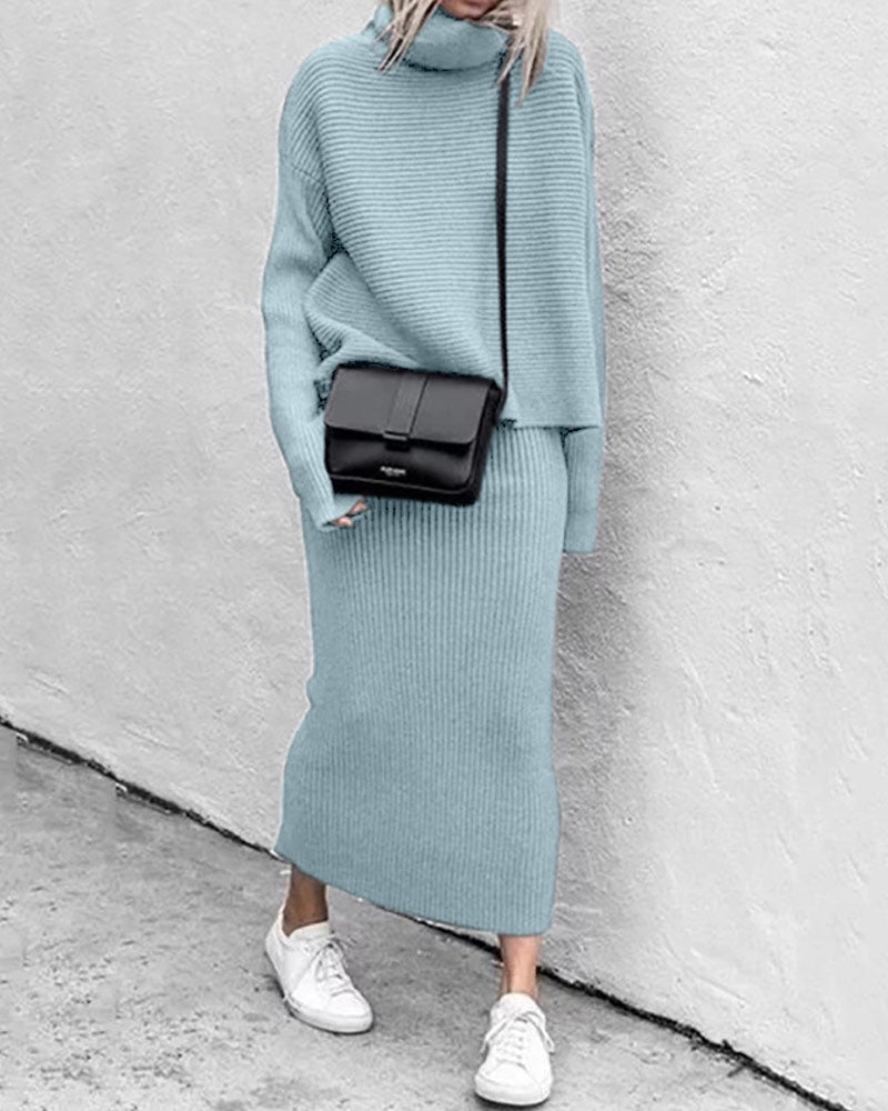 Turtleneck Sweater & Skirt Set