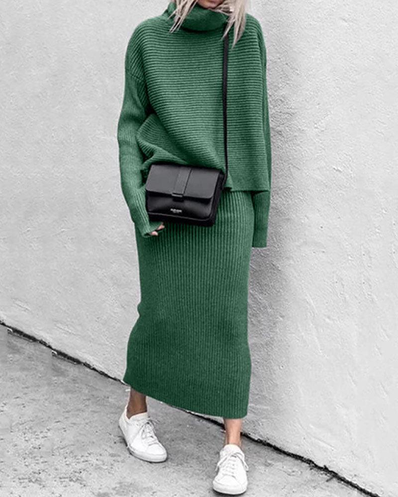 Turtleneck Sweater & Skirt Set