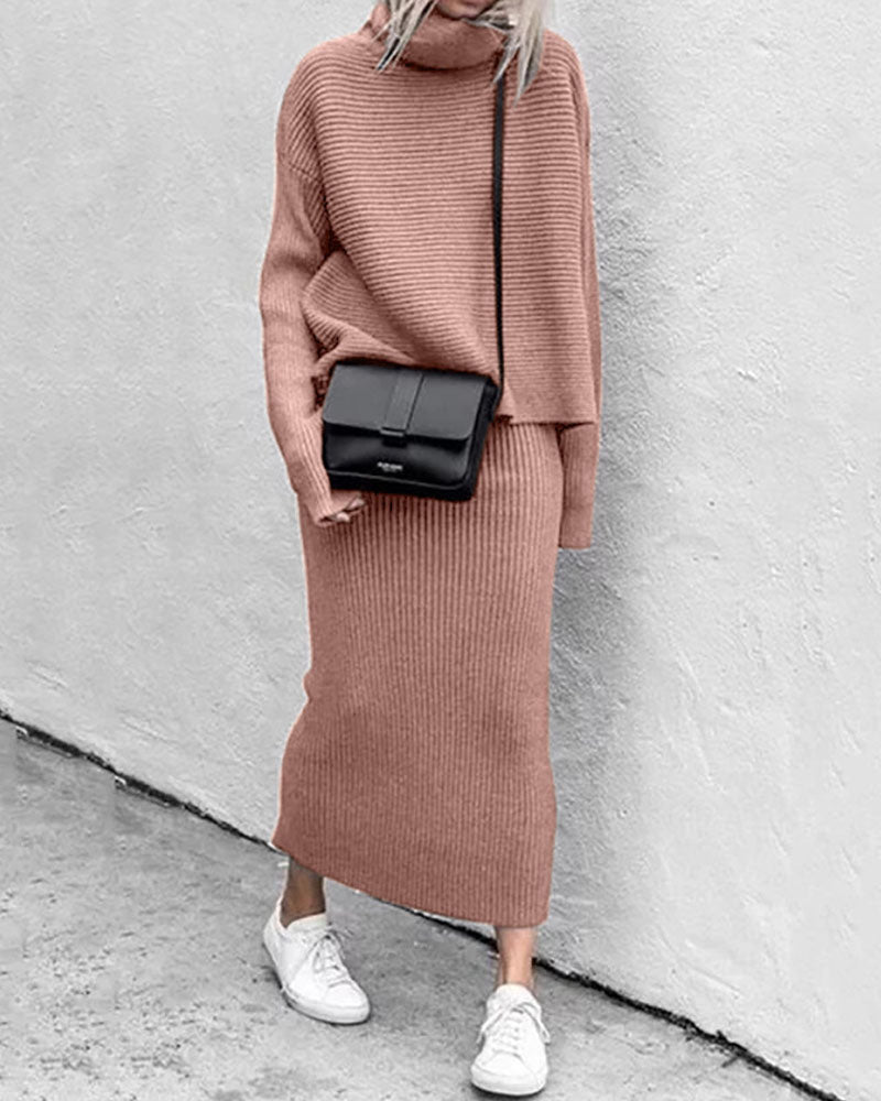 Turtleneck Sweater & Skirt Set