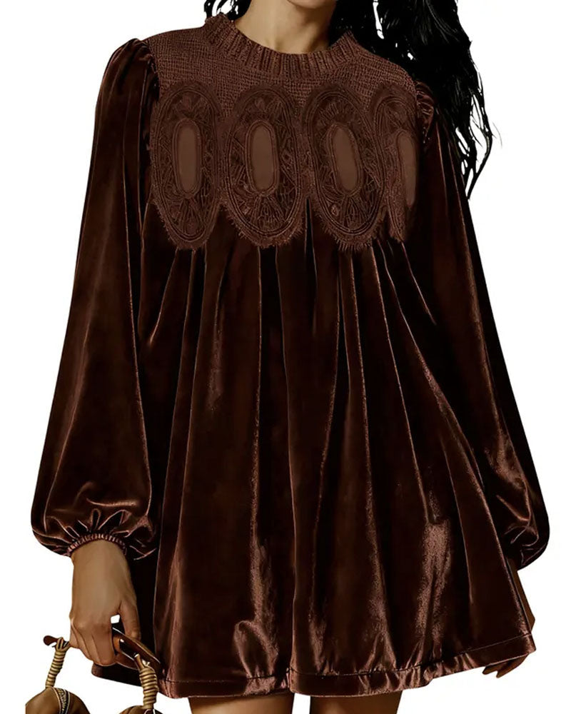Velvet Lace Swing Babydoll Dress