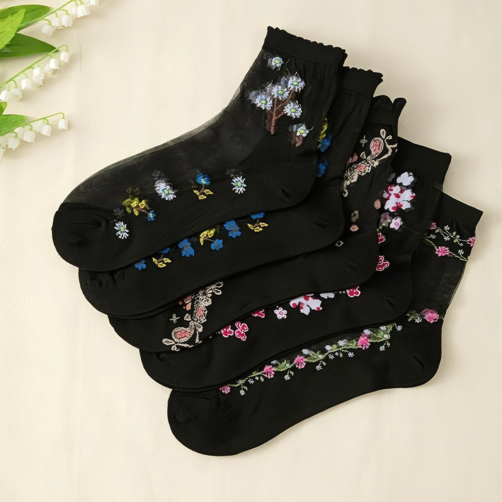 Vibrant Floral Patterned Glass Sock