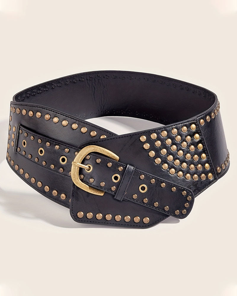 Vintage Studded Wide Elastic Belt