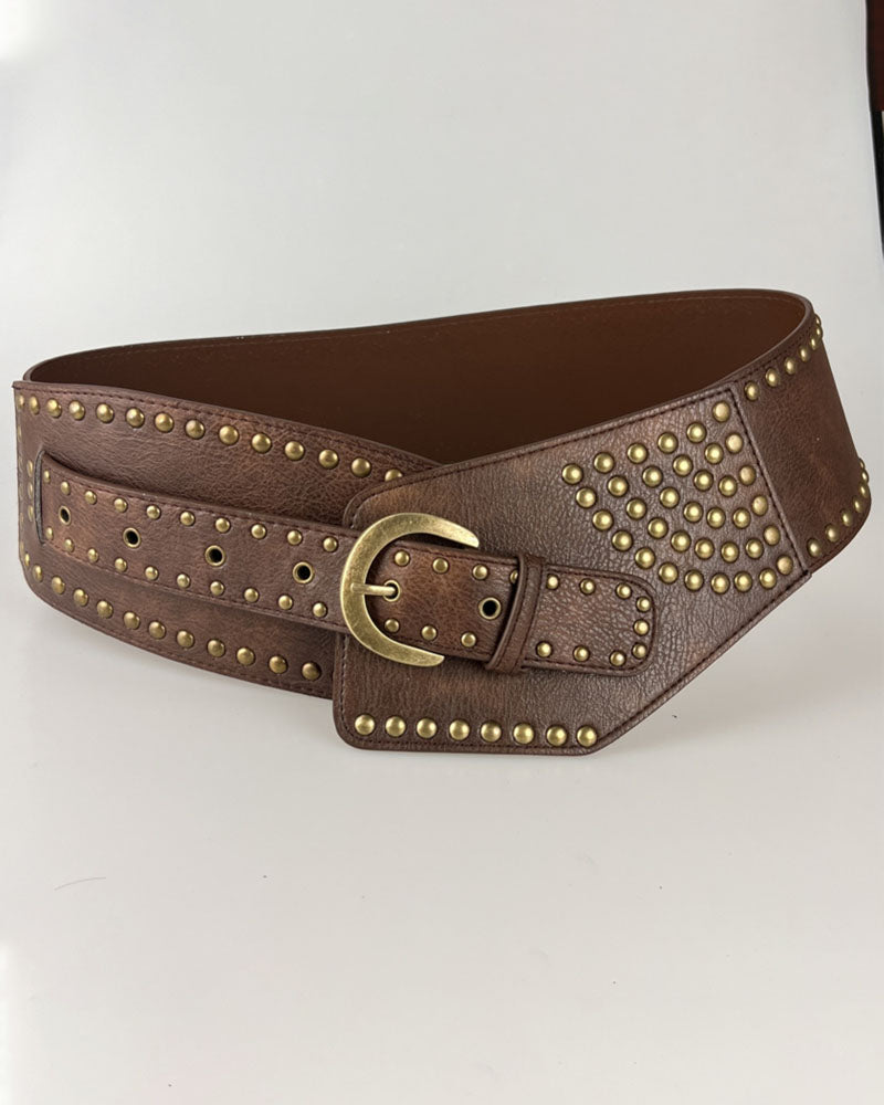 Vintage Studded Wide Elastic Belt