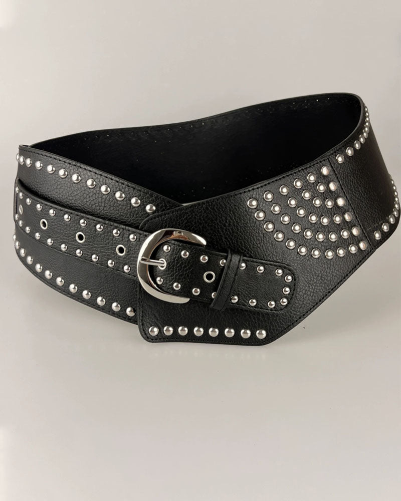 Vintage Studded Wide Elastic Belt