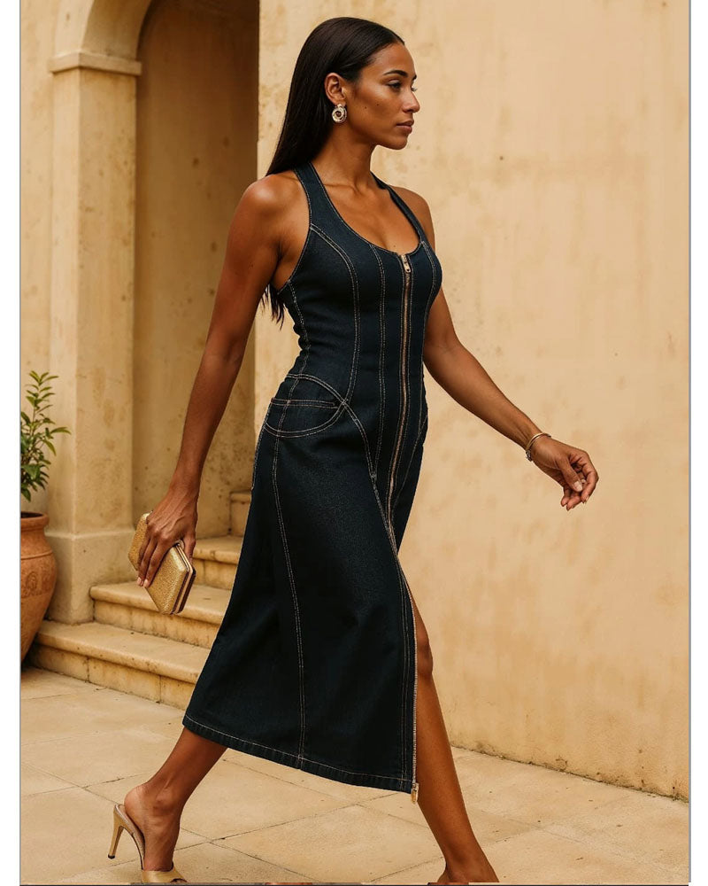 Who's She Denim Maxi Dress