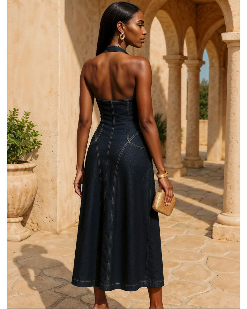 Who's She Denim Maxi Dress