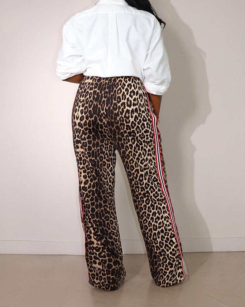 Zahra Leopard Side Stripe Pants