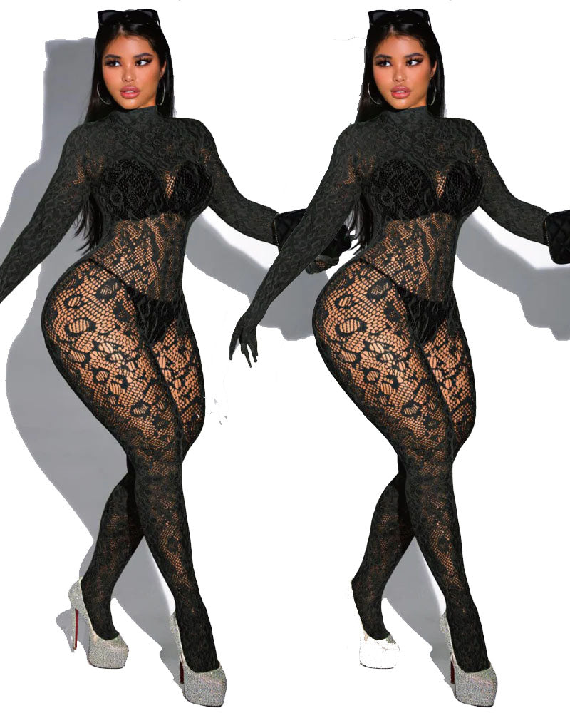 Sexy Lace Leopard Jumpsuit