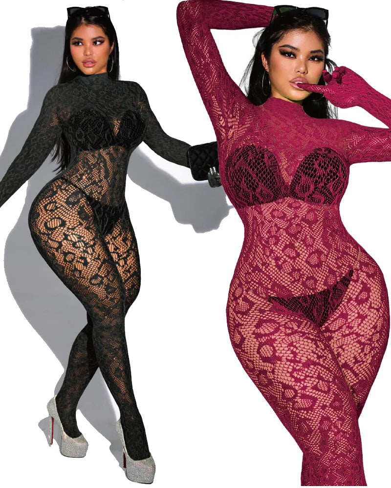 Sexy Lace Leopard Jumpsuit