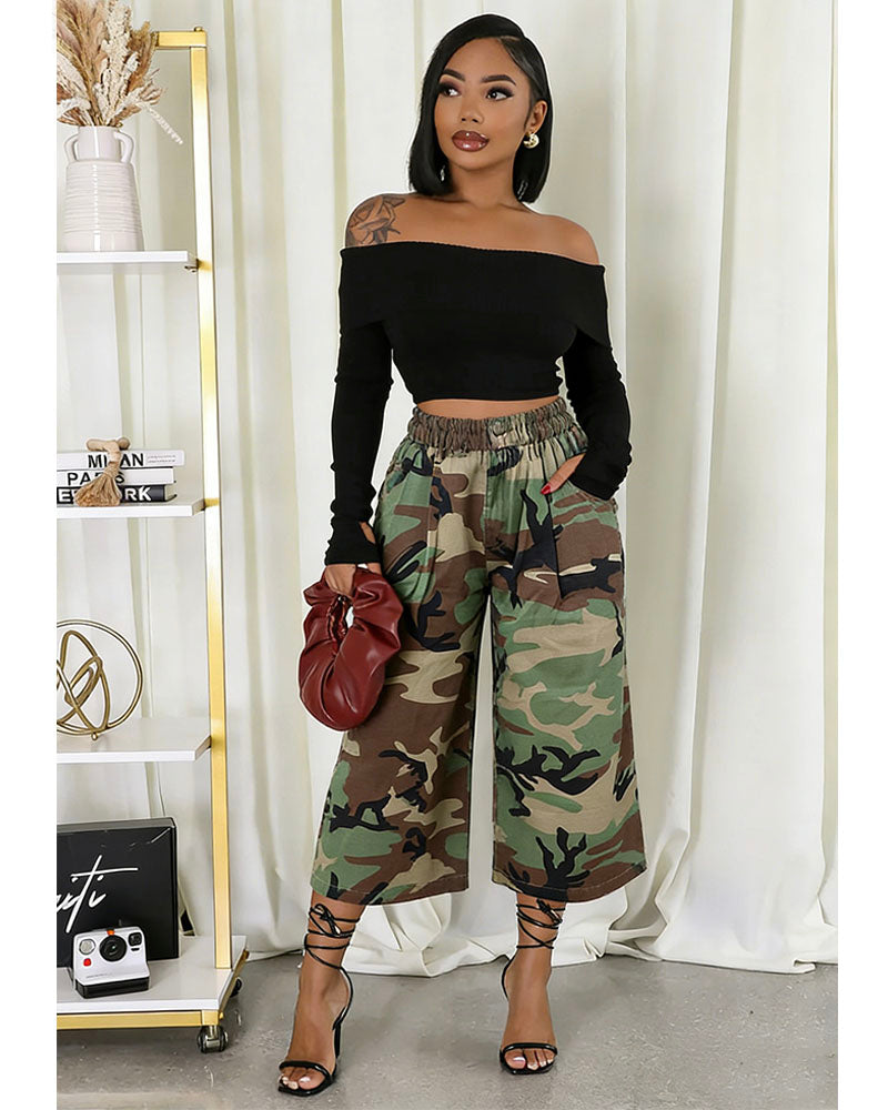 Camo Wide-Leg Capris
