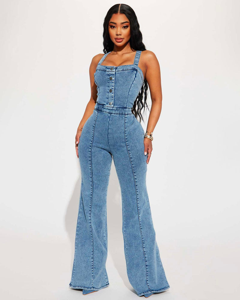 Taylor Denim Flare Bottom Jumpsuit