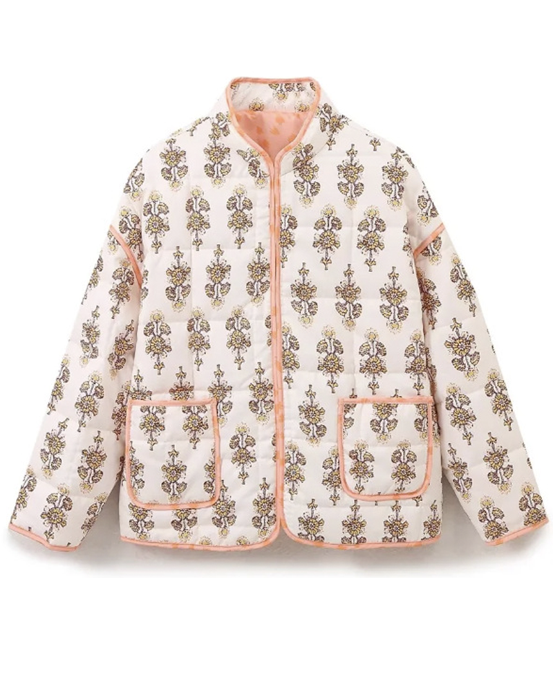 Stylish Floral Puffy Coat