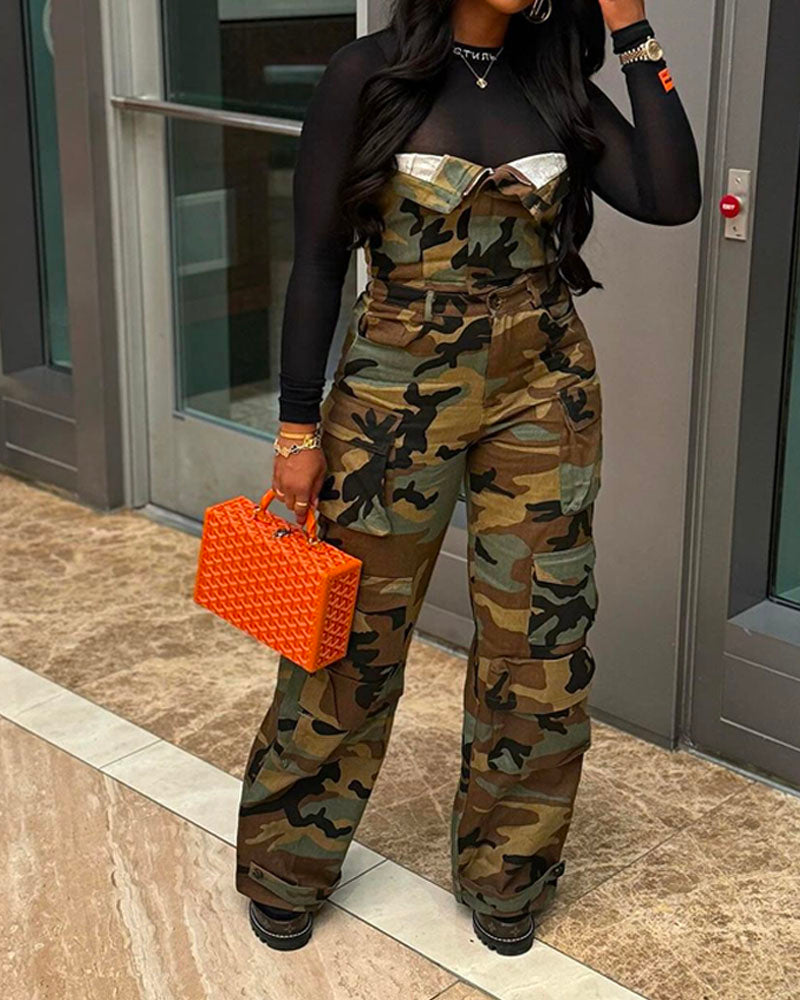 Stay Chic Camo Cargo Jumpsuit