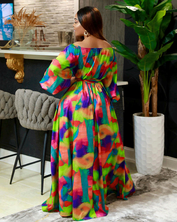 COLORFUL PRINTED MAXI DRESS