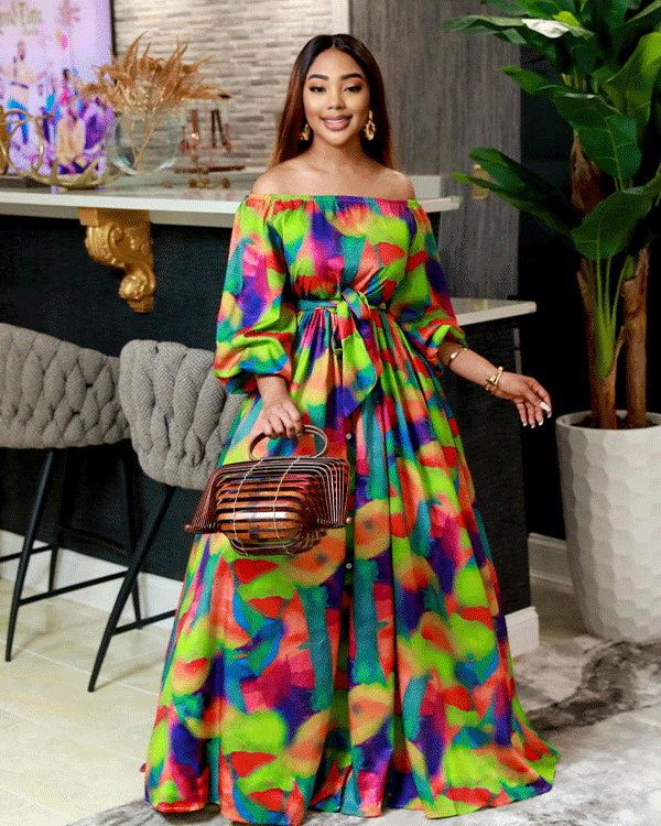 COLORFUL PRINTED MAXI DRESS