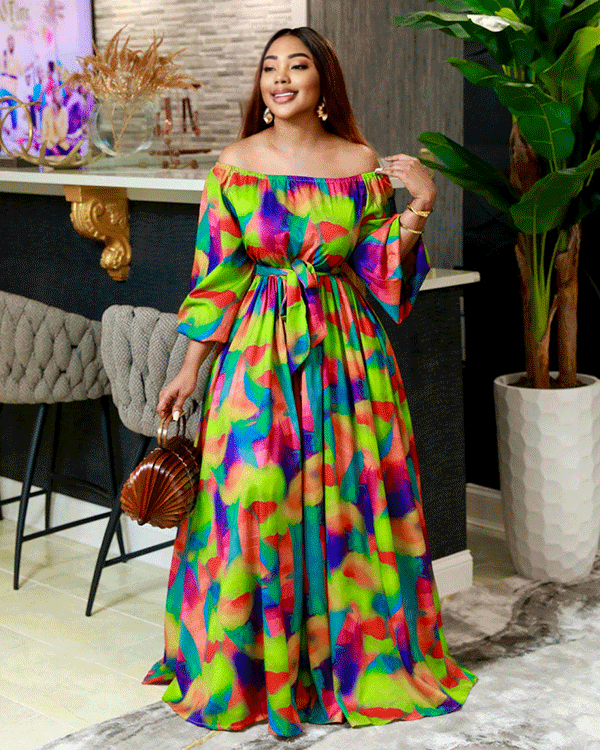 COLORFUL PRINTED MAXI DRESS